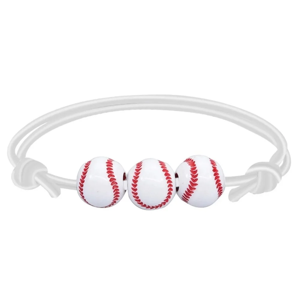 Black Baseball Bracelet Set of 2 Bead Charms Sport Friendship Couple Gift Set